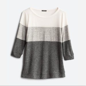 PinkClover Gray 3/4 Sleeve Colorblock Top - L